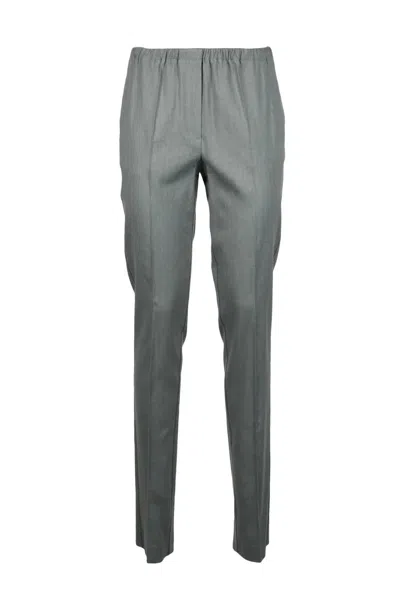 Alysi Linen Viscose Stretch Trousers - Grey In Gray