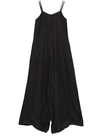 Alysi Linen Wide-leg Jumpsuit In Black