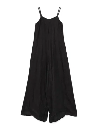 Alysi Linen Wide-leg Jumpsuit In Black