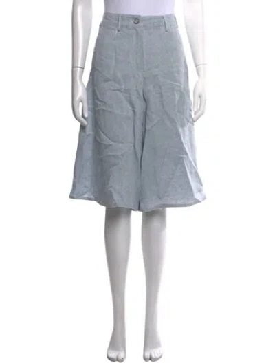 Pre-owned Alysi Linen Wide Leg Pants In Blue