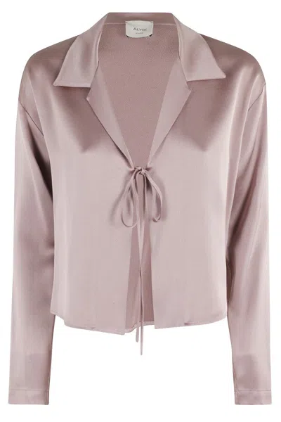 Alysi Liquid Satin Tie-closure Shirt