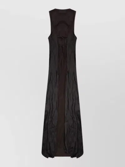 Alysi Long Dress Lightweight Fabric Open Back Tie In Black