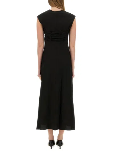 Alysi Long Poplin Dress In Black