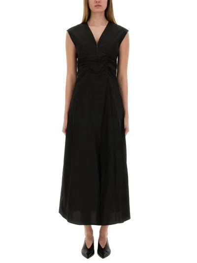 Alysi Long Poplin Dress In Black