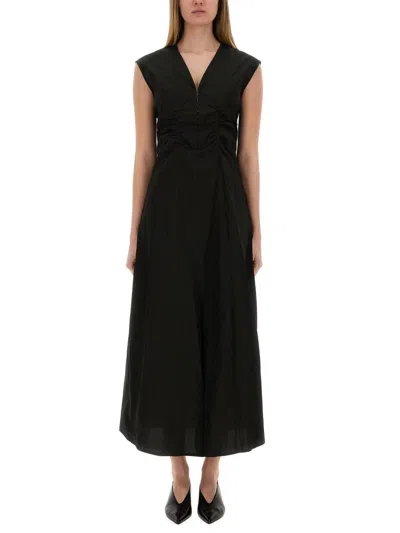 Alysi Long Poplin Dress In Black