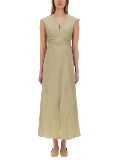 Alysi Long Poplin Dress In Green