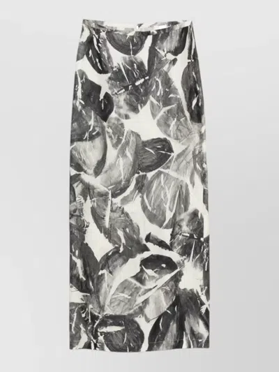Alysi Long Silk Skirt High Waist Slit In Multi