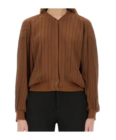 ALYSI ALYSI STITCHED STRIPED BOMBER JACKET