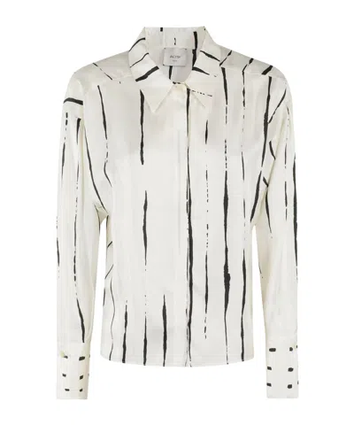 Alysi Long Sleeve Striped Shirt In White