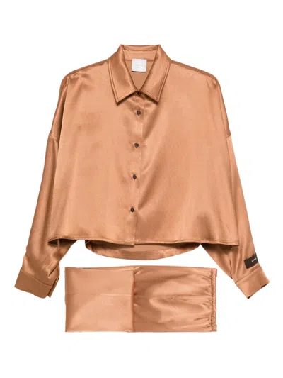 Alysi Long-sleeve Trousers Set In Brown