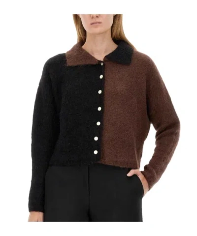 ALYSI ALYSI TWO-TONED BUTTONED KNITTED CARDIGAN