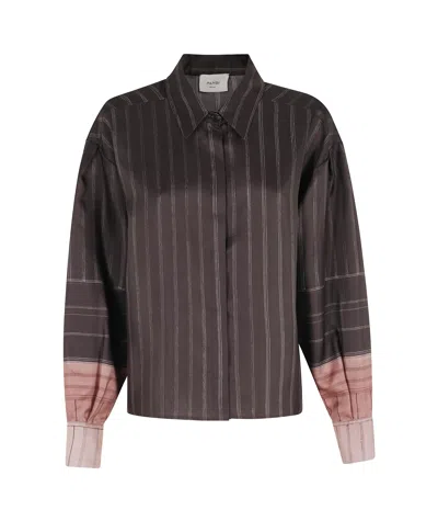 Alysi Long Sleeved Striped Shirt In Burgundy