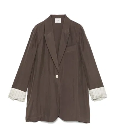 Alysi Long-sleeved Suit Jacket In Brown