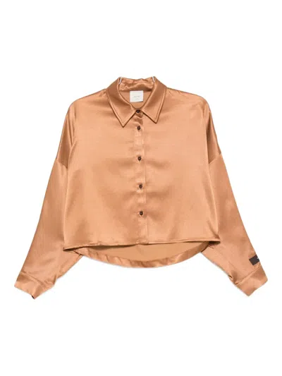 Alysi Long-sleeves Cropped Shirt In Brown