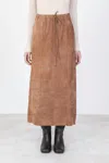 ALYSI LONG SUEDE SKIRT IN CANNELLA