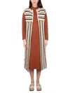 Alysi Open Front Striped Long Vest With Textured Knit In Multicolour