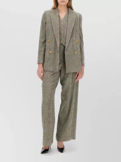 Alysi Longline Double Breasted Jacket Notch Lapels In Gray