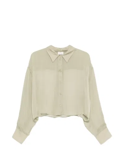 Alysi Long-sleeve Cropped Shirt In Green