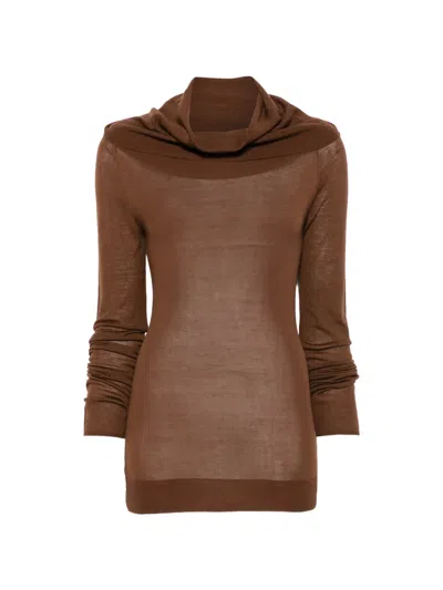 Alysi Long-sleeve Sweater In Brown