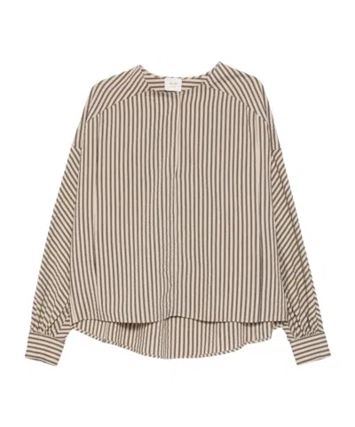 Alysi Beige Regular Stripes Shirt In Pattern