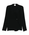 Alysi Silk Blazer Jacket Asymmetric Hem Notched Lapels In Black