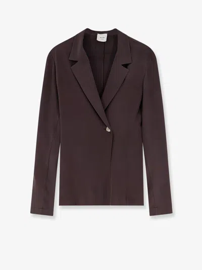Alysi Single-button Lapel Blazer In Brown