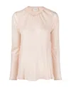 Alysi Lurex-detail Long-sleeve Blouse In Nude