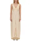 Alysi V-neck Wide-leg Jumpsuit In Beige