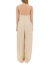 Alysi V-neck Wide-leg Jumpsuit In Beige