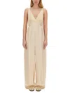Alysi V-neck Wide-leg Jumpsuit In Neutrals