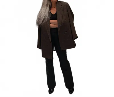 Alysi Maxi Blazer Coat In Chocolate In Gold