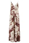 Alysi Maxi Dress With Deep V-neckline And Photographic Print