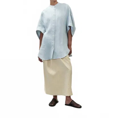Alysi Maxi Linen Blouse In Celeste In Blue