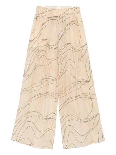 Alysi Mediterranean Palazzo Trousers In Nude