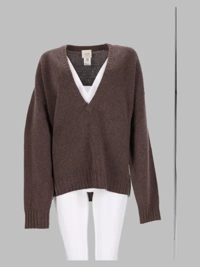 Alysi Merino Wool & Cashmere Sweater In Brown