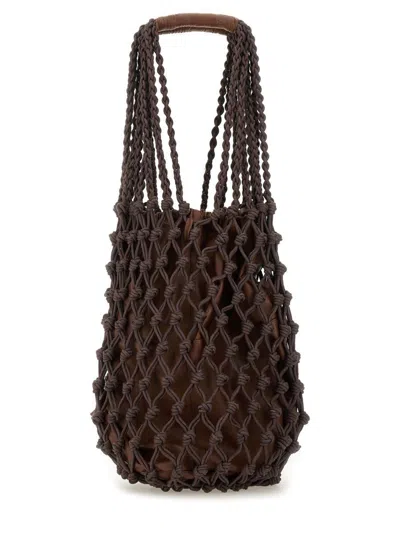 Alysi Mesh Tote Bag In Brown