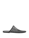 Alysi Slide Mule Sandal Rhinestone Mesh Flat Sole In Black