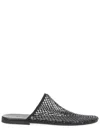 Alysi Slide Mule Sandal Rhinestone Mesh Flat Sole In Black