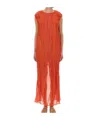 Alysi Metallic Gauze Longuette Dress In Red