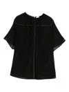 Alysi Metallic-threaded Short-sleeve Blouse In Black