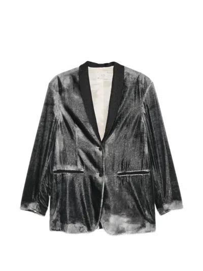 Alysi Metallic-effect Shawl-lapel Jacket In Black
