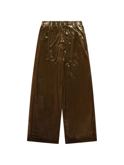 Alysi Metallic-effect Wide-leg Trousers In Brown