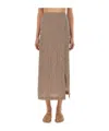 Alysi "micro Stripe" Longuette Skirt In Brown