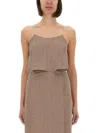 Alysi Micro Stripe Top With Laces In Brown