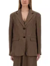 Alysi Micro Stripes Blazer In Brown