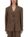Alysi Micro Stripes Blazer In Brown