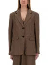Alysi Micro Stripes Blazer In Brown