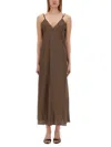 Alysi Mini Stripe Maxi Dress In Brown
