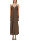 Alysi Mini Stripe Maxi Dress In Brown