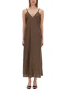 Alysi Mini Stripe Maxi Dress In Brown